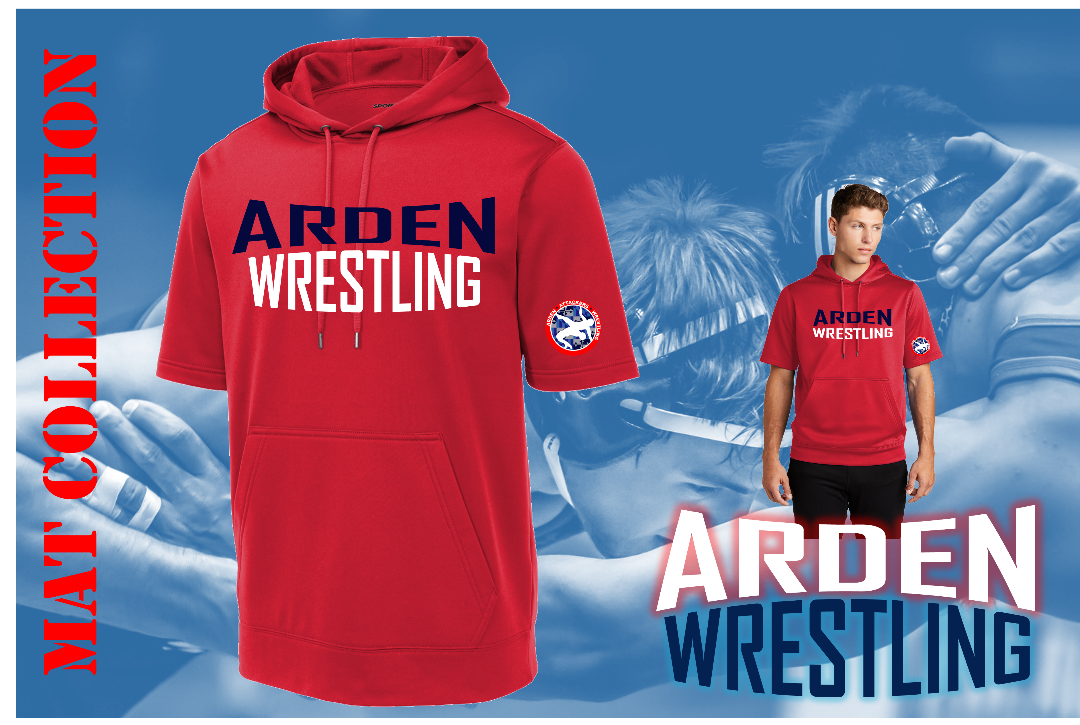 Arden Wrestling Short Sleeve Hooded Pullover Red White or Navy Blue