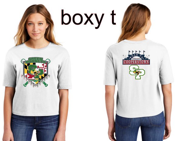 Green Hornets Travel Baseball - Cooperstown - Ladies District Boxy T Shirt