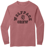 St. Joseph - Wolfpack Arch Comfort Colors - Long Sleeve Shirt (White, Black , Grey, Brick or Yellow) (Adults) (With Wolfie in Arch or Cross in Arch)