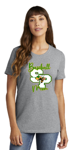 Green Hornets Travel Baseball -Baseball SP Mom Short Sleeve T Shirt (White, Grey )