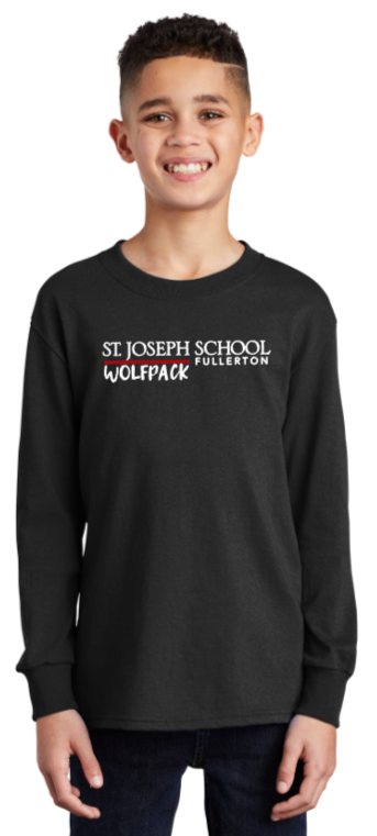 St. Joseph School - Youth Long Sleeve - Wolfpack (Maroon, Black, White or Grey)