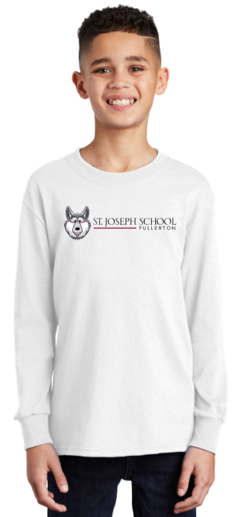 St. Joseph School - Youth Long Sleeve - Wolfie Long Logo (Maroon, Black, White or Grey)