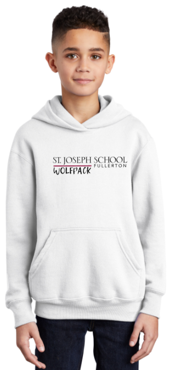 St. Joseph School - Youth Hoodie Sweatshirt - Wolfpack (Black, White or Grey)