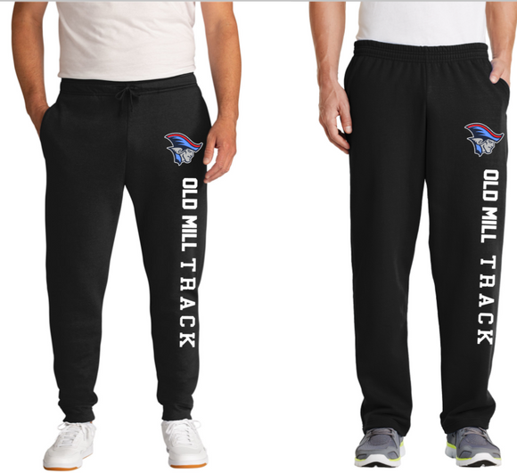 OMHS Track - Sweatpants (Joggers or Open Bottom) (Black)