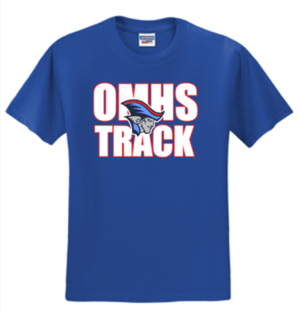 OMHS Track - Letters Short Sleeve Shirt (Red, Blue or Black)