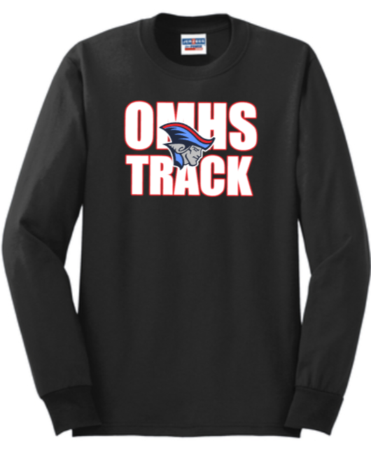 OMHS Track  - Letters Long Sleeve Shirt (Blue, Black or Red)