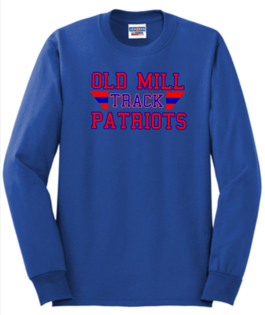 OMHS Track  - Retro Long Sleeve Shirt (Blue, Black or Red)