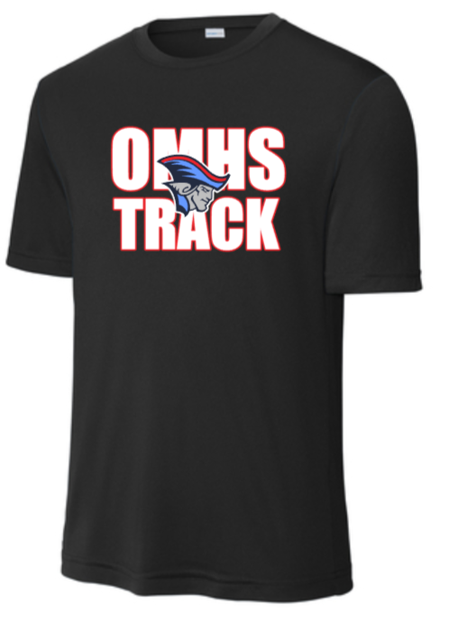 OMHS Track - Letters SS Performance Shirt (Red, Blue or Black)