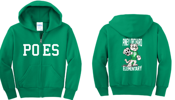 POES - Official Full Zip Sweatshirt (Green or Grey) (Youth or Adult)