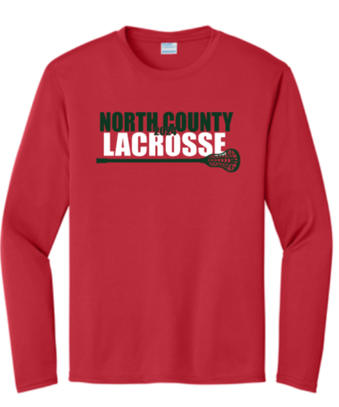 NCHS Lax - Official Long Sleeve Performance Shirt (Black, White, Grey, Pink or Red)