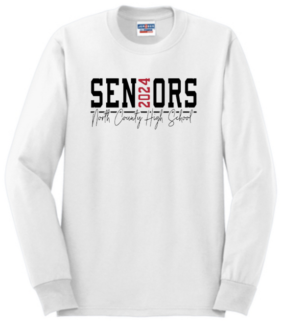 NCHS 2024 - SENIORS 24 - Long Sleeve T Shirt (Grey or White)