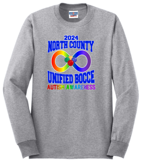 NCHS Bocce - Infinity - Long Sleeve T Shirt (White, Black or Grey)