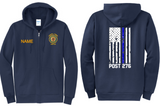 AL 276 - American Flag - Full Zip Hoodie (Black, Navy Blue or Grey) (Men's or Lady's Cuts)