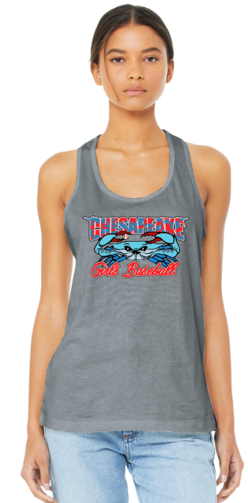 Chesapeake Girls Baseball - MD Flag - Bella Canvas Racerback Tank Top Shirt (Royal Blue or Sports Grey)