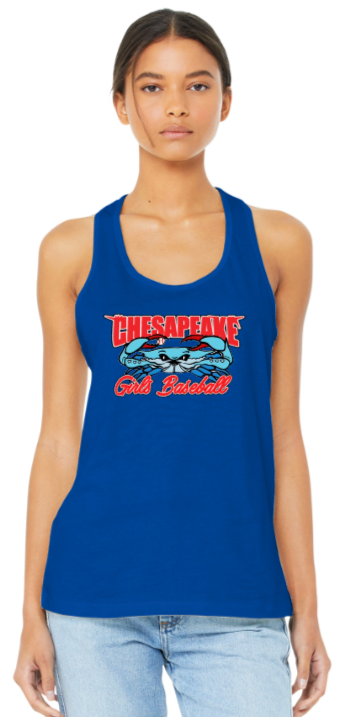 Chesapeake Girls Baseball - Classic - Bella Canvas Racerback Tank Top Shirt (Royal Blue or Sports Grey)