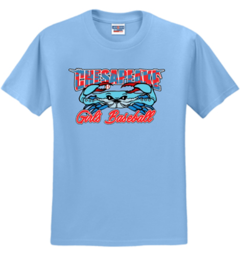 Chesapeake Girls Baseball - MD Flag - Short Sleeve T Shirt (Columbia Blue, Royal Blue or Sports Grey)
