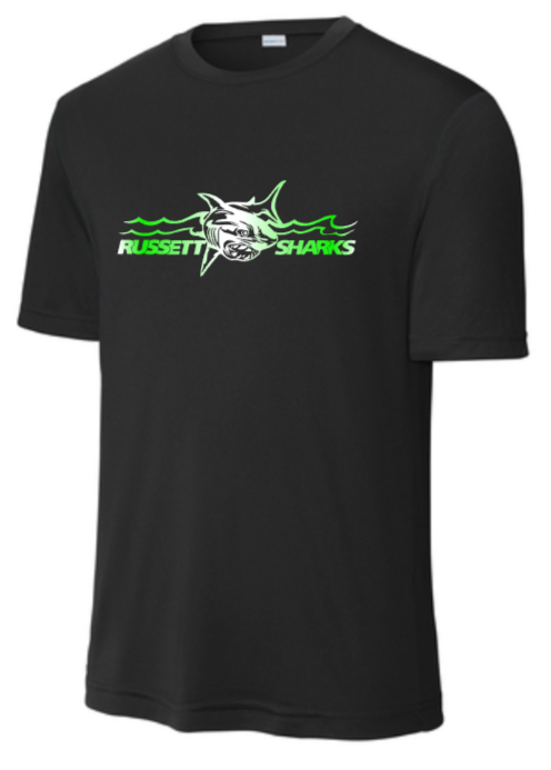 Russett Sharks - Gradient - Black Performance Short Sleeve T Shirt