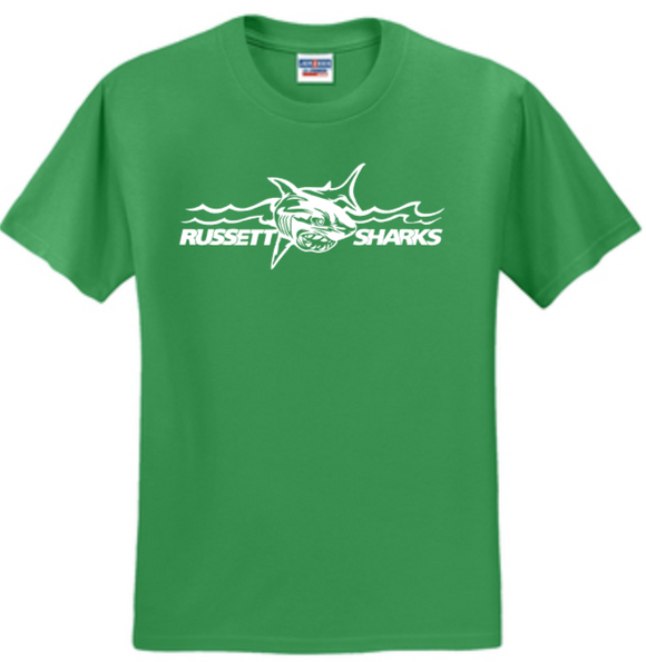 Russett Sharks - Green Short Sleeve T Shirt