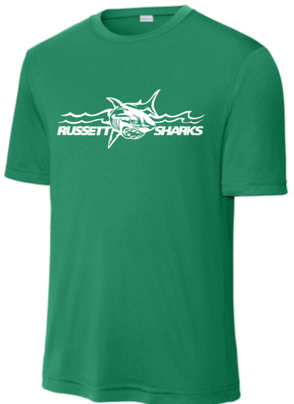 Russett Sharks - Green Performance Short Sleeve T Shirt