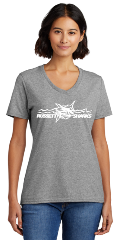 Russett Sharks - Grey V Neck Short Sleeve