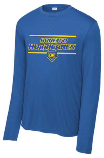 Honeygo Hurricanes - Plate Performance Long Sleeve T Shirt (Blue, Gold or White)