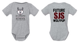 St. Joseph - Wolfie Stacked Onesie (Maroon, White or Grey)
