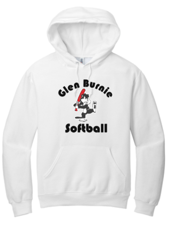 Glen Burnie Softball - Retro Hoodie Sweatshirt (Red, Black, While or Grey)
