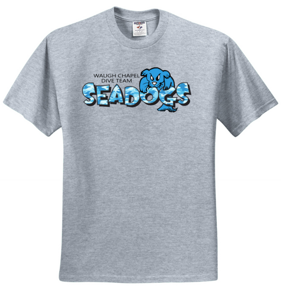 WC Seadogs Dive - Camo Logo Short Sleeve T Shirt (White or Grey)