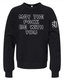 St. Joseph - MAY THE PACK BE WITH YOU - YOUTH Bella Canvas CREWNECK Sweatshirt - (Black, Mauve, Dark Grey Heather or Athletic Heather)