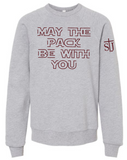 St. Joseph - MAY THE PACK BE WITH YOU - YOUTH Bella Canvas CREWNECK Sweatshirt - (Black, Mauve, Dark Grey Heather or Athletic Heather)