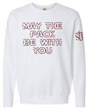 St. Joseph - MAY THE PACK BE WITH YOU - Adult Comfort Colors Crewneck Sweatshirt - (Crimson, White, Black, Grey, Pepper, Butter)