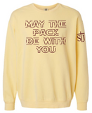 St. Joseph - MAY THE PACK BE WITH YOU - Adult Comfort Colors Crewneck Sweatshirt - (Crimson, White, Black, Grey, Pepper, Butter)