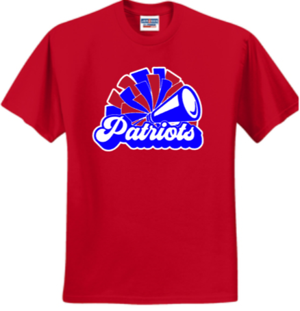 OM Patriots - Patriots Cheer Short Sleeve T Shirt (Red, White or Grey)