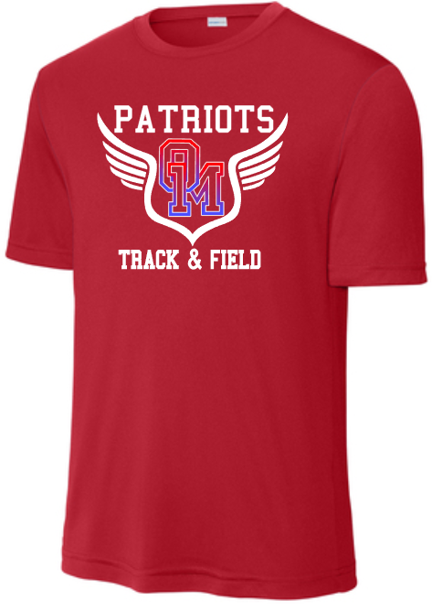 OMHS Track - Shield SS Performance Shirt (Red, Blue or Black)