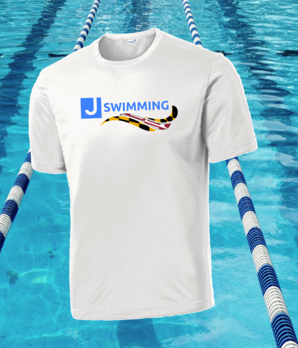 JCC Swimming - Performance Short Sleeve TShirt (WHITE)