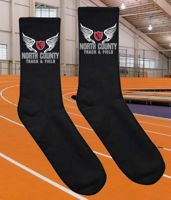 NC Track - Black Crew Socks with Logo