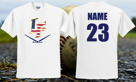 LF Baseball - American Flag Short Sleeve T Shirt - White