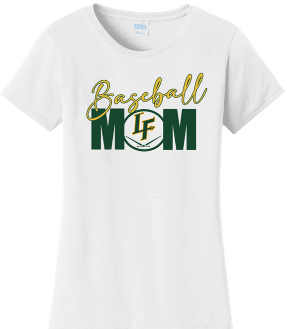 LF Baseball - Traditional Baseball Mom Short Sleeve T Shirt - White
