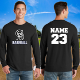 GB Baseball - Classic Glen Burnie Baseball Long Sleeve T Shirt (White/Red/Black)