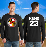 GB Baseball - MD Flag Long Sleeve T Shirt (Black/White/Red)