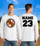 GB Baseball - MD Flag Long Sleeve T Shirt (Black/White/Red)