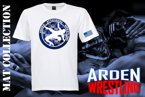 Arden Wrestling - White - Blue Circle - Short Sleeve T Shirt