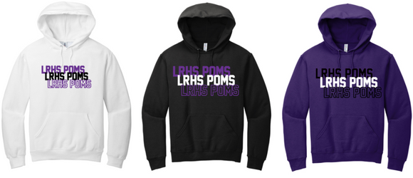LRHS POMS - 3 X Hoodie Sweatshirt (Purple, Black or White)