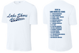 LS ALLSTARS - 7U ROSTER - Short Sleeve T Shirt - Performance (White / Silver) (Unisex or Ladies)