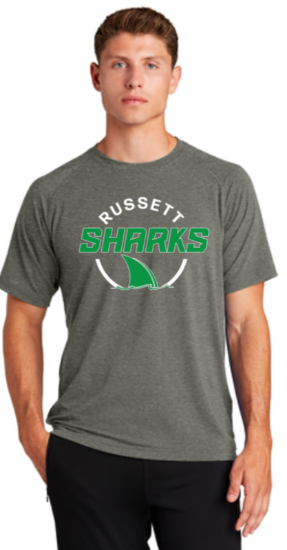 Russett Sharks - Grey Ultimate  Performance Short Sleeve T Shirt