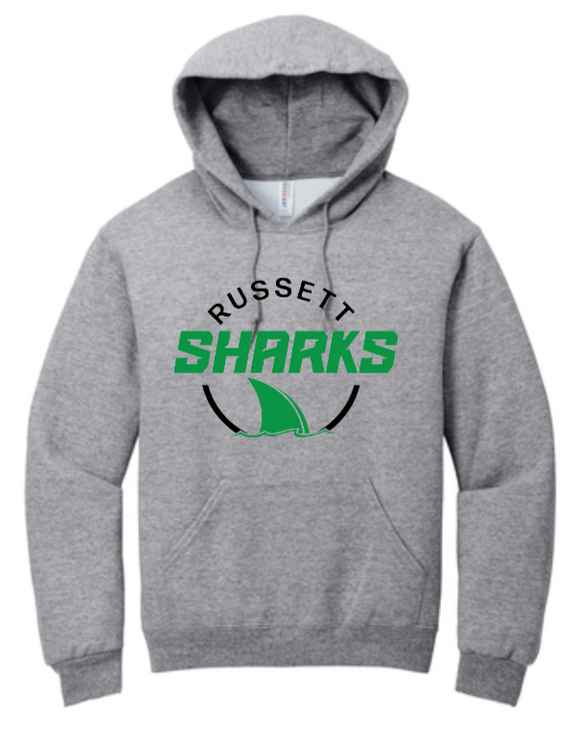 Russett Sharks - Grey Hoodie Sweatshirt