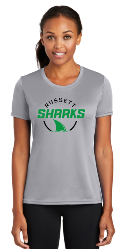 Russett Sharks - Lady Cut Performance Short Sleeve (Grey)