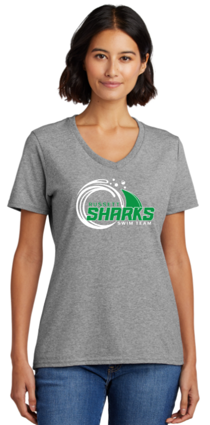 Russett Sharks - Grey V Neck Short Sleeve
