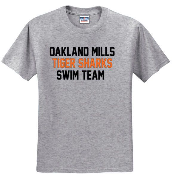 Oakland Mills Swim Team - Letters Grey Short Sleeve Shirt
