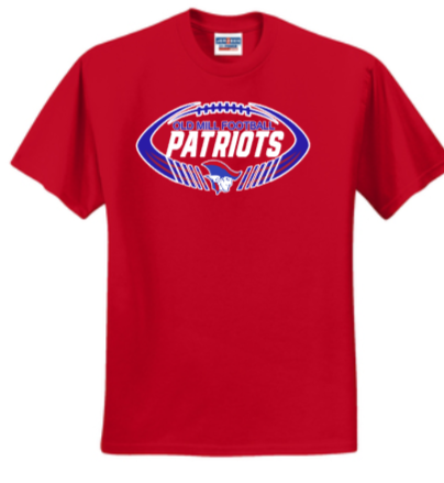 OM Patriots - Patriots Football Short Sleeve T Shirt (Red, White or Grey)